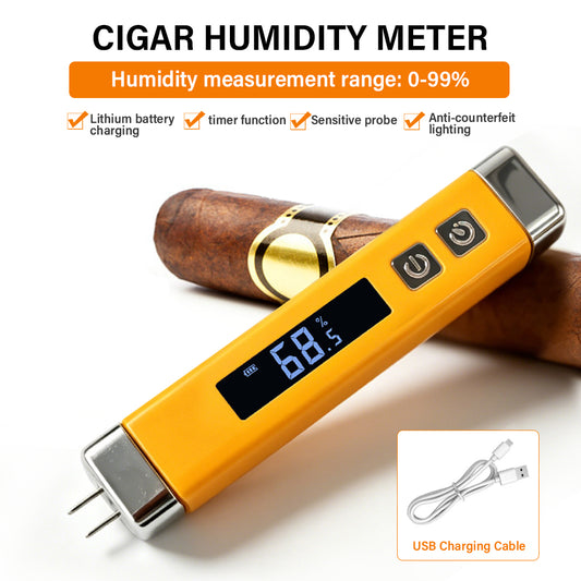 Digital Cigar Hygrometer, USB Pocket Cigar Humidity Detector, LCD Probe Digital Smoking Humidity Density Tester Yieryi
