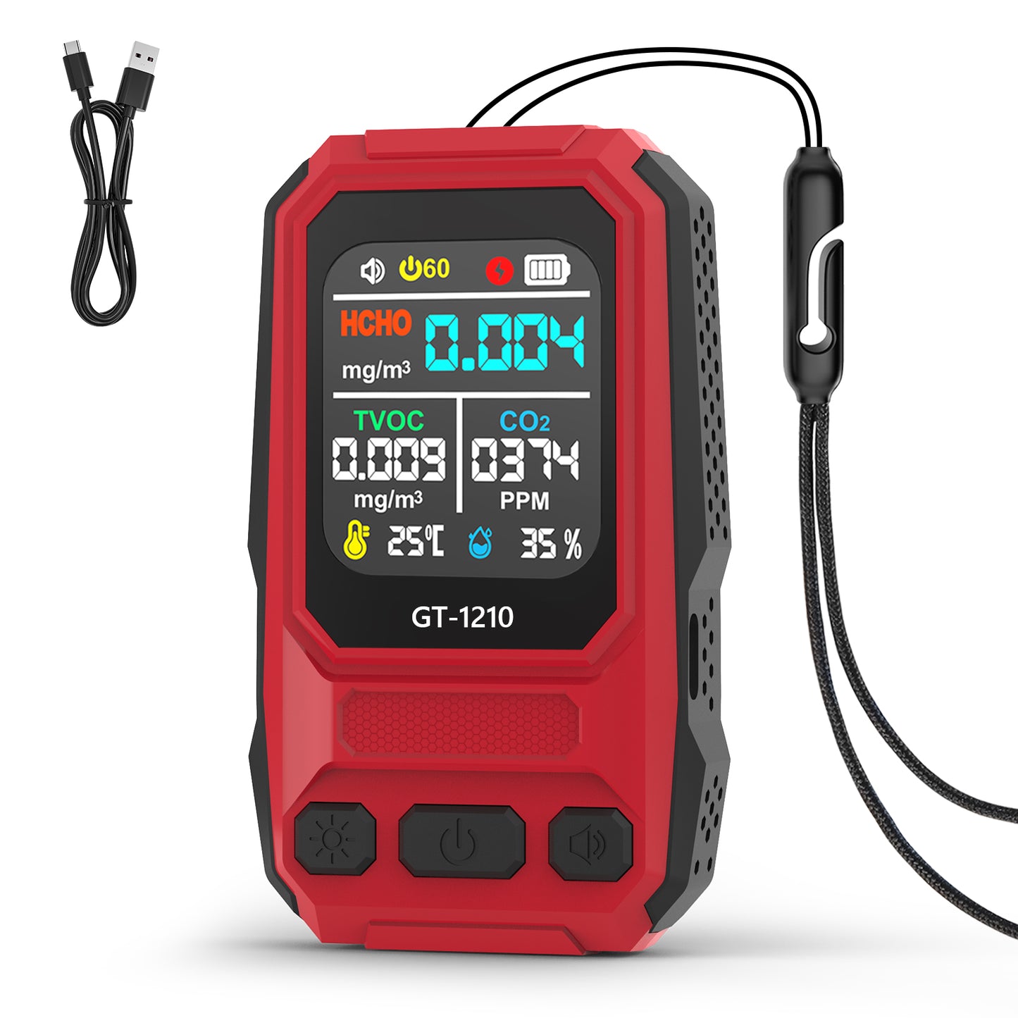 5‑in‑1 HCHO TVOC CO Temp Humidity Air Quality Gas Detector Yieryi