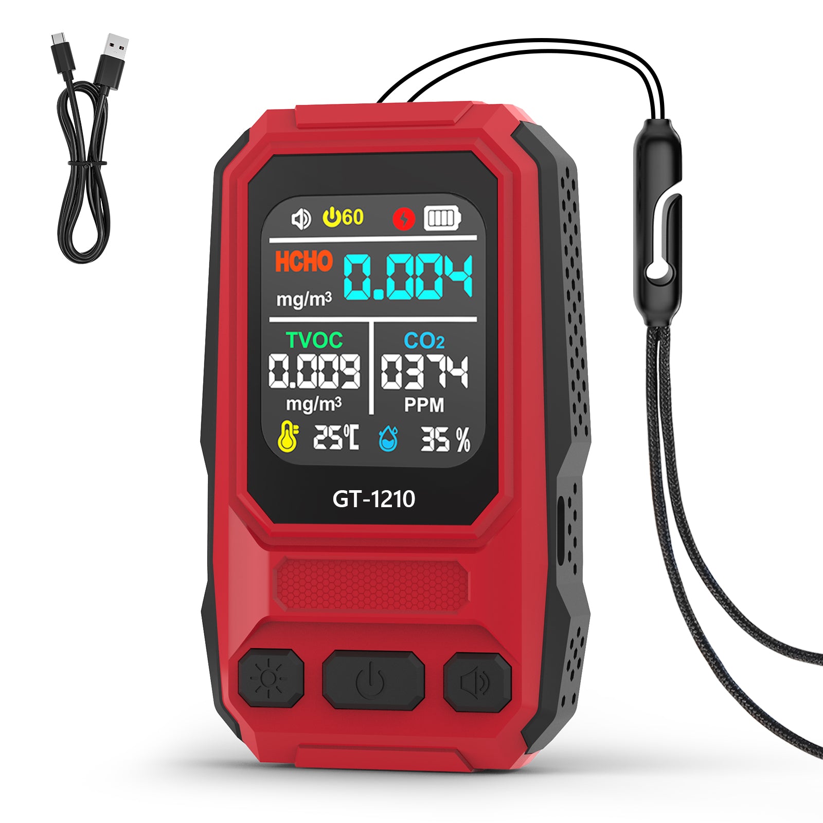 5‑in‑1 HCHO TVOC CO Temp Humidity Air Quality Gas Detector Yieryi