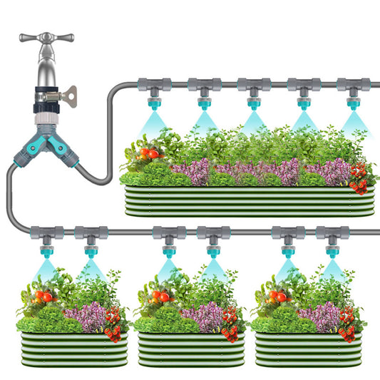 Efficient Garden Irrigation System Kit - Complete Drip Watering Solution with Adjustable Nozzles and PVC Pipes