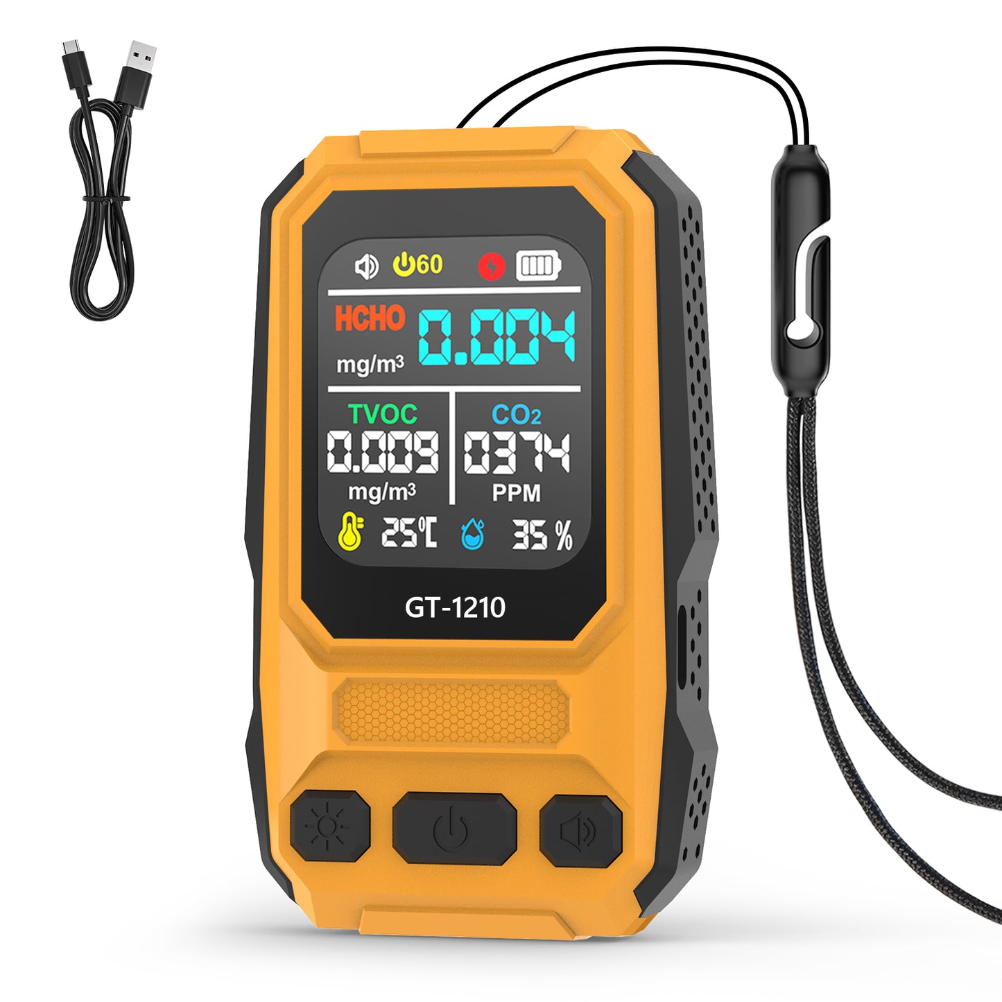 5‑in‑1 HCHO TVOC CO Temp Humidity Air Quality Gas Detector Yieryi