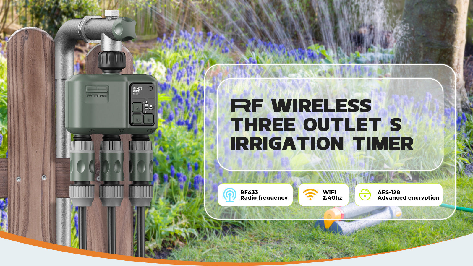 RF Wireless Three Outlets Irrigation Timer Weather-Sensitive Automatic Irrigation Controller 500meters Distance Connection APP Controlled Smart Garden Watering System Yieryi