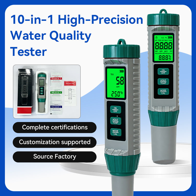 10‑in‑1 Multi‑Parameter Water Quality Test Pen, PH TDS EC ORP Salinity Meter Yieryi