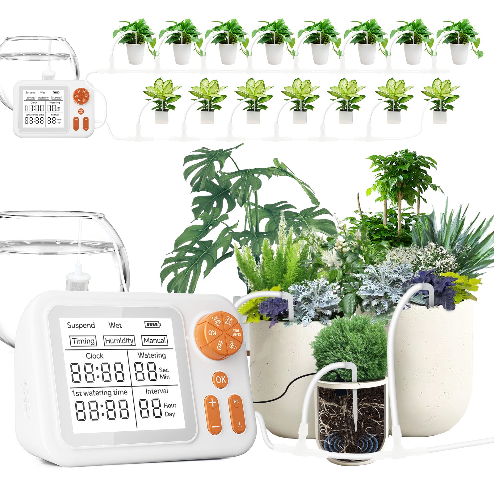 Indoor Smart Soil Moisture Detector Auto Watering Device, Programmable Drip Irrigation System for Potted Flowers & Herbs Yieryi