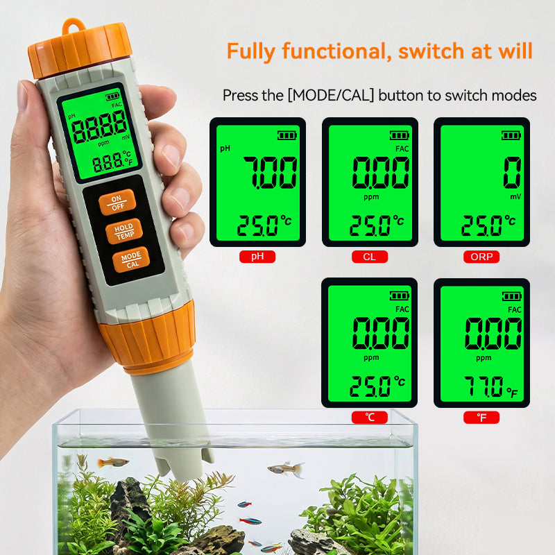 CL‑X41 Multi‑Functional Water Quality Tester Pen 4‑in‑1 Water Analyzer for pH Free Chlorine CL ORP and Temperature Yieryi