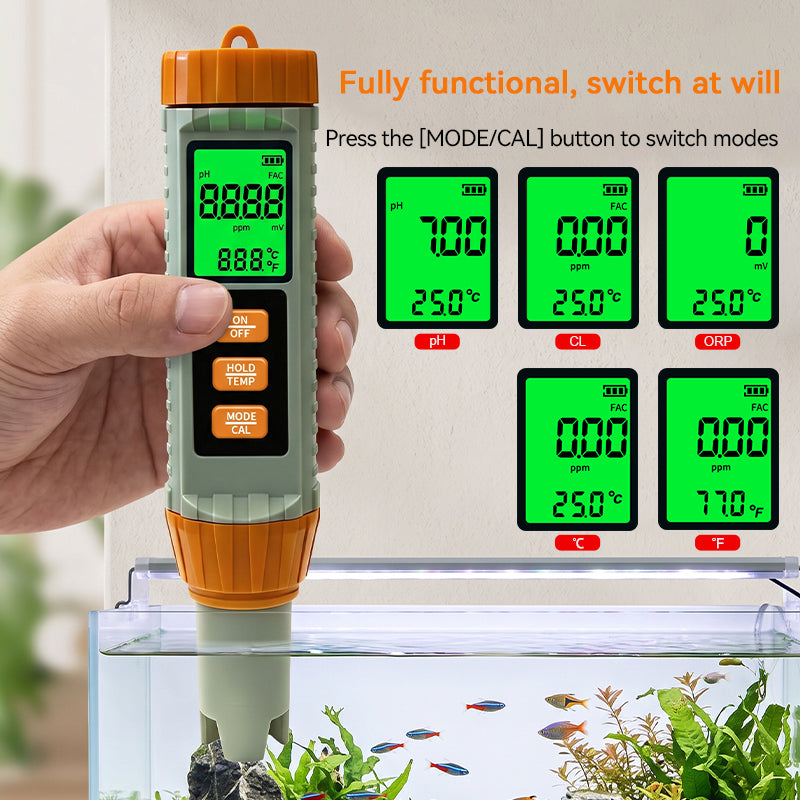 CL‑X41 Multi‑Functional Water Quality Tester Pen 4‑in‑1 Water Analyzer for pH Free Chlorine CL ORP and Temperature Yieryi