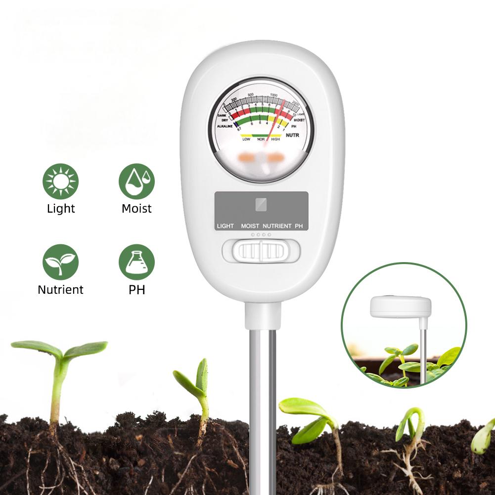 YIERYI 4 in 1 Soil pH Meter, Soil Moisture Meter, Soil Tester for Moisture, Light, Nutrients, pH, Soil Meter Kit Great for Garden, Lawn, Farm