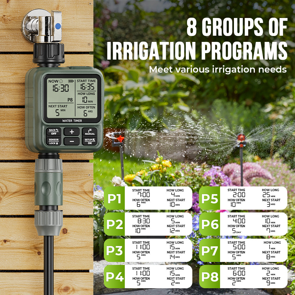 Smart Single-Outlet Irrigation Timer Rain Sensor & LCD Display