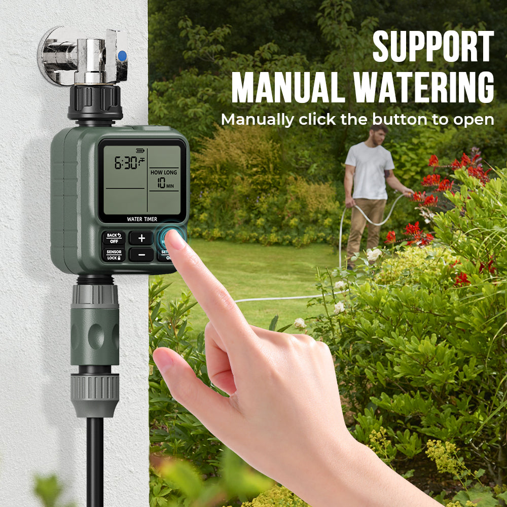 Smart Single-Outlet Irrigation Timer Rain Sensor & LCD Display