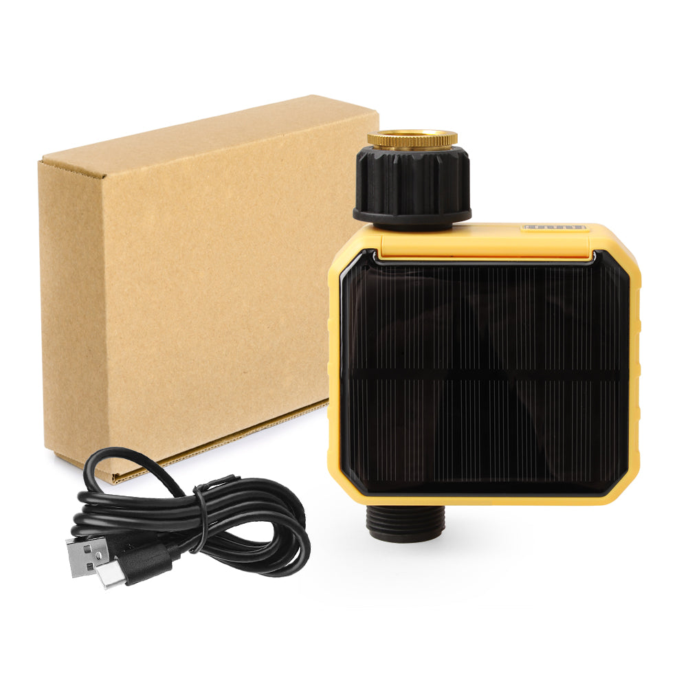 WiFi Solar Water Valve Flow Controller - Smart Irrigation Timer with Rain Sensor & USB Backup for Garden, Balcony, and Drip Irrigation Systems Yieryi