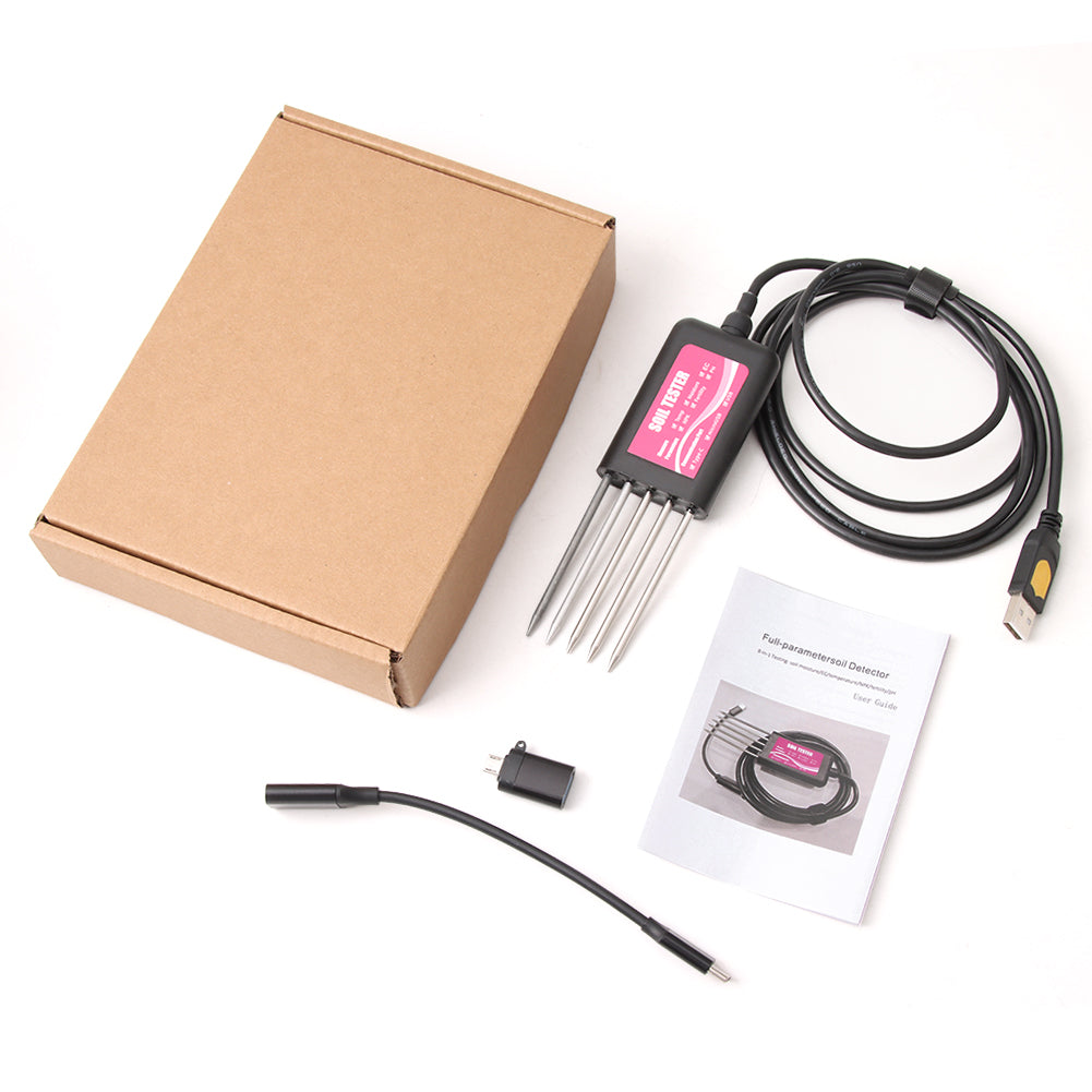 YIERYI 8-in-1 USB Soil Tester with Real-Time Monitoring: pH, Moisture, NPK, EC, Temperature & Fertility Sensor for Android/HarmonyOS Yieryi
