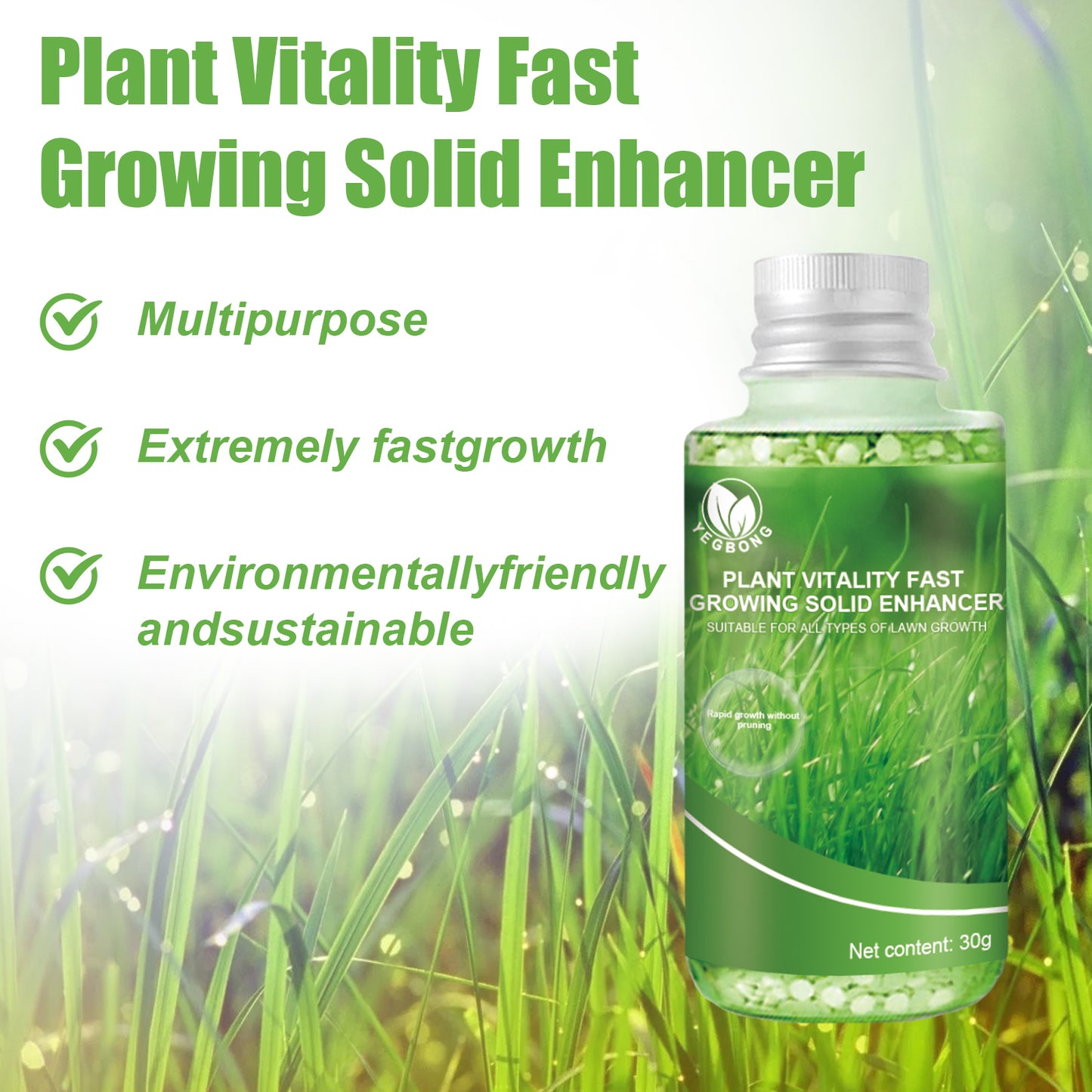 Plant Vitality Fast Growing Solid Enhancer 30G - Organic Fertilizer for Lawn, Potted Plants, Flowers & Root Growth Booster