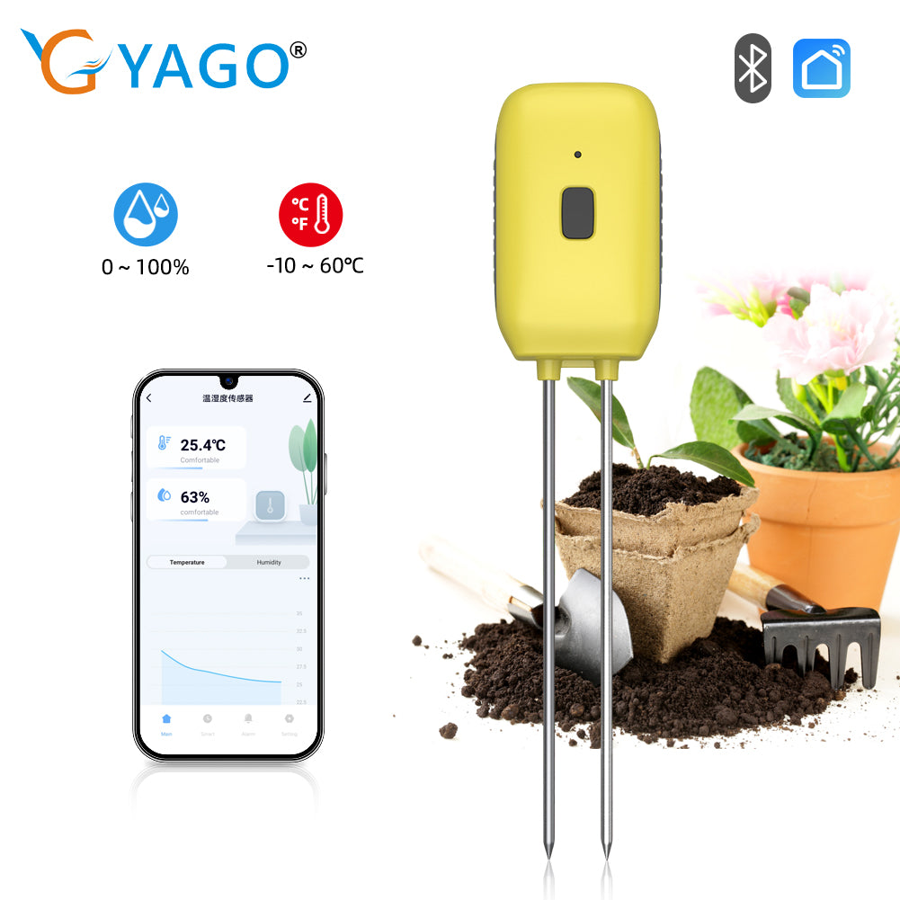 Smart Soil Monitor with Bluetooth - Accurate Soil Moisture and Temperature Sensor for Plant Care