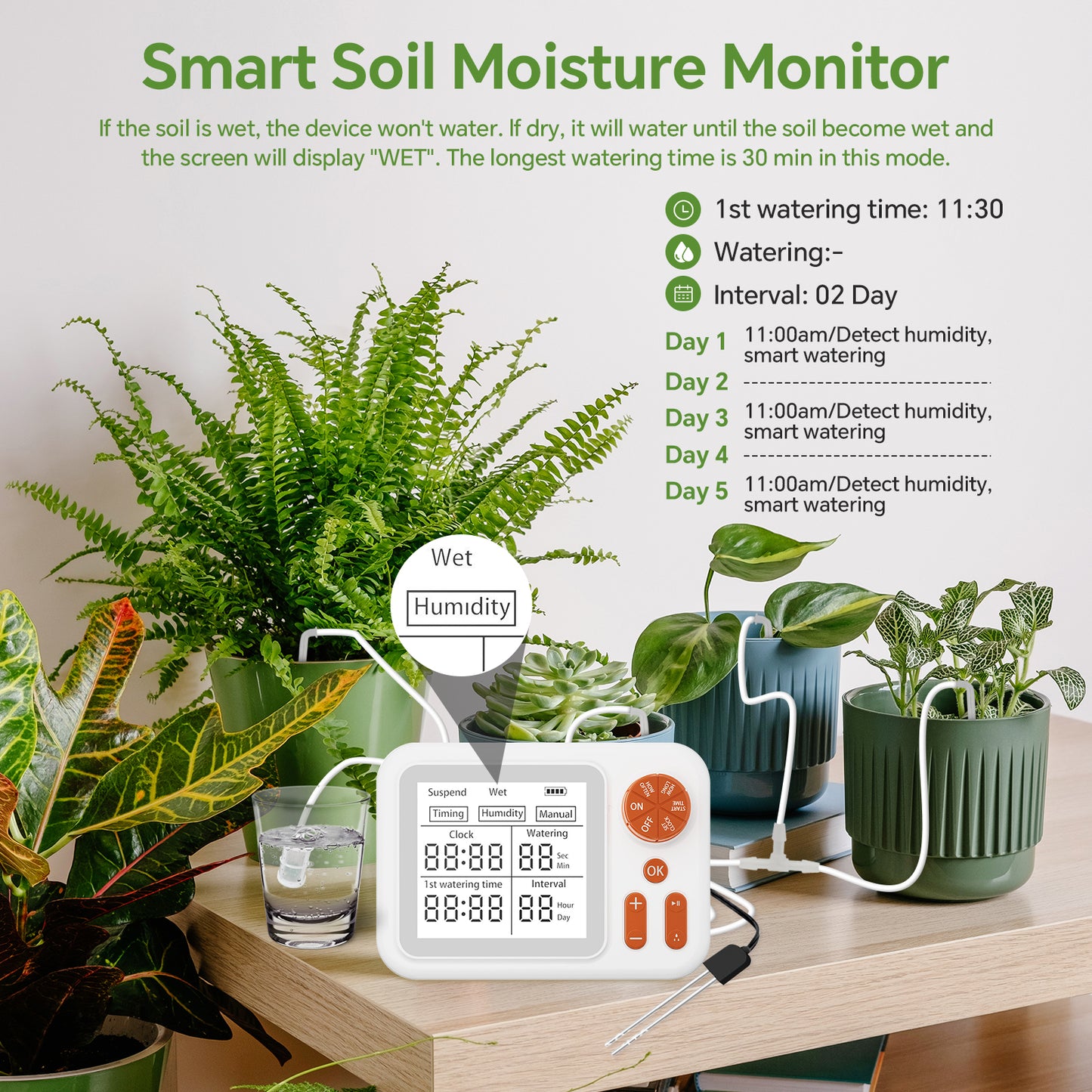 Indoor Smart Soil Moisture Detector Auto Watering Device, Programmable Drip Irrigation System for Potted Flowers & Herbs Yieryi