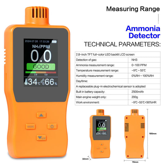 Professional Handheld 5-in-1 NH₃ Gas Analyzer Ammonia Gas Detector Monitoring for Industrial Safety Yieryi