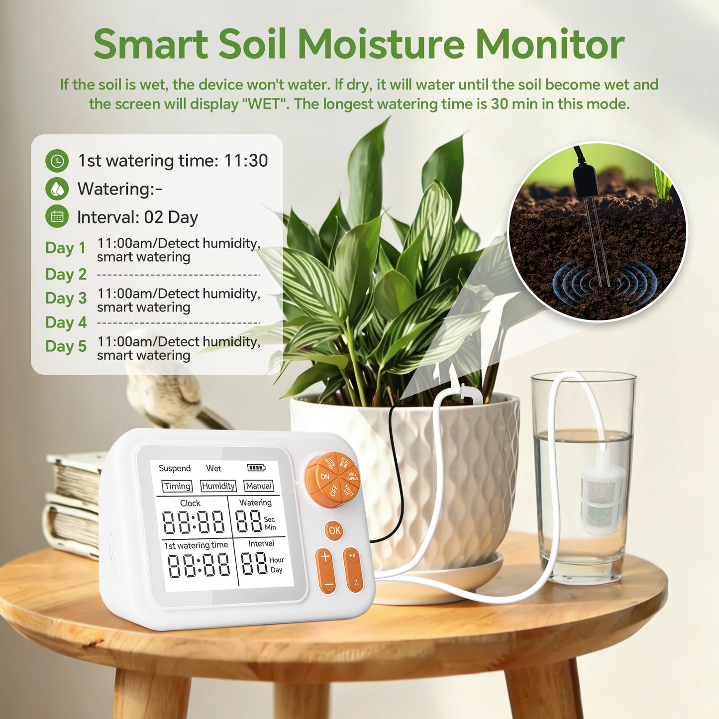 Indoor Smart Soil Moisture Detector Auto Watering Device, Programmable Drip Irrigation System for Potted Flowers & Herbs Yieryi