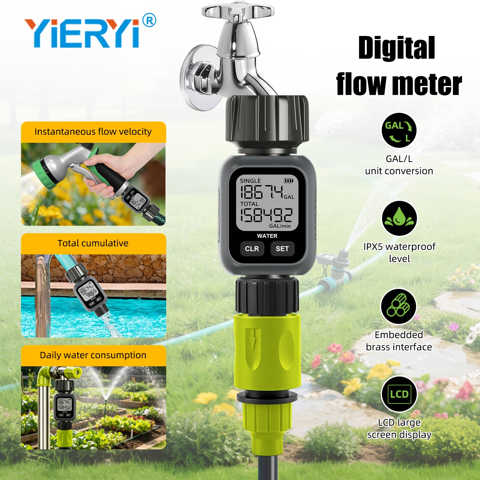 Real-timewater fowmeter Yieryi