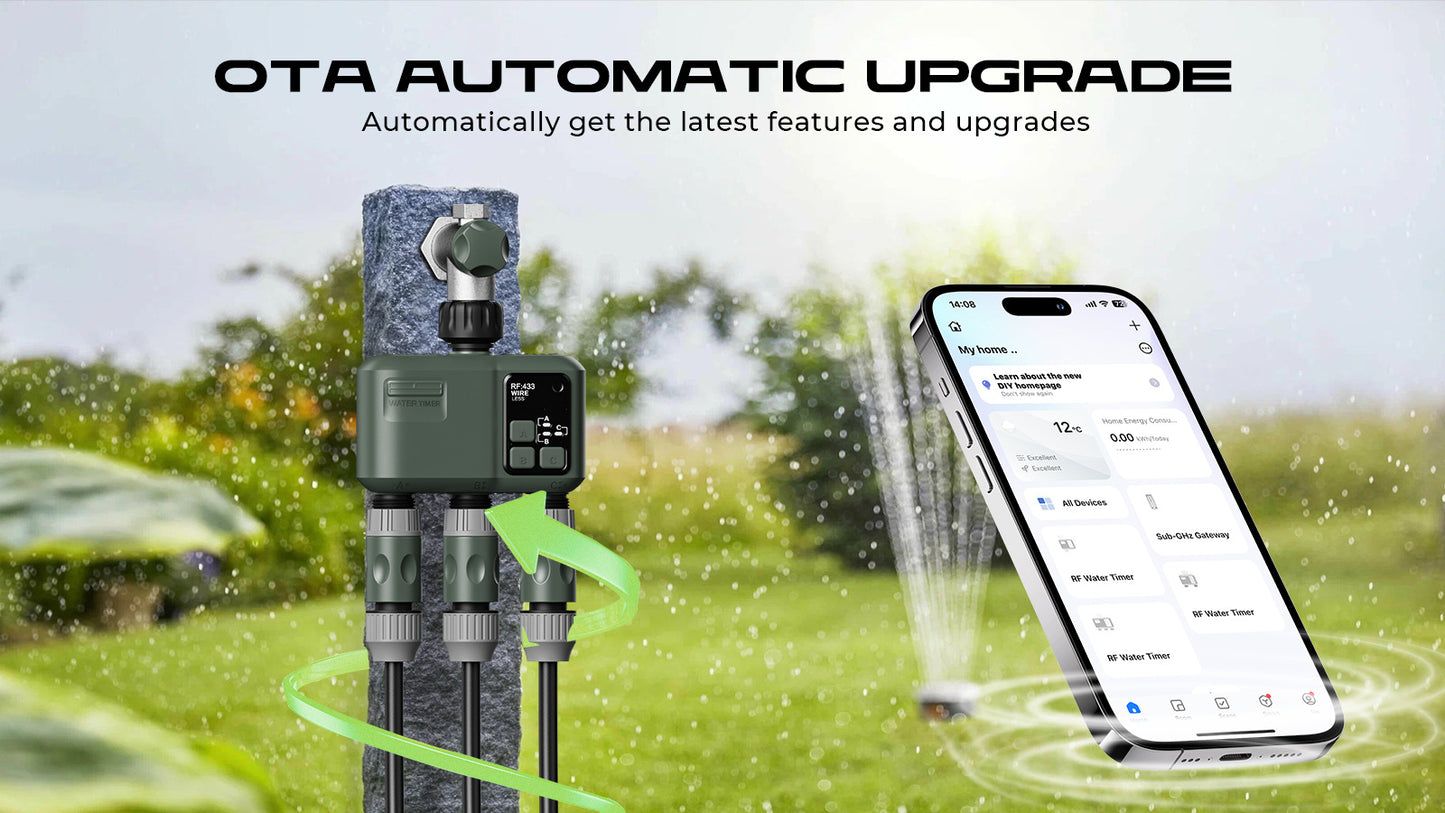 RF Wireless Three Outlets Irrigation Timer Weather-Sensitive Automatic Irrigation Controller 500meters Distance Connection APP Controlled Smart Garden Watering System Yieryi