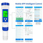 YIERYI 5 in 1 Salinity Meter, TDS EC Temp pH Tester, Bluetooth pH Meter for Drinking, Pool, Swimming Pool and Aquarium