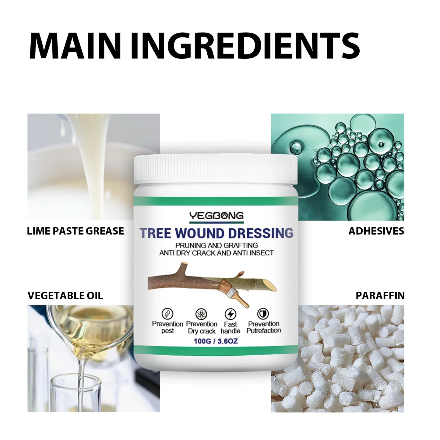 Tree Wound Dressing 100g - Organic Tree Healing & Pruning Solution, Anti Insect & Pest Protection for Trees, Grafting & Rot Prevention