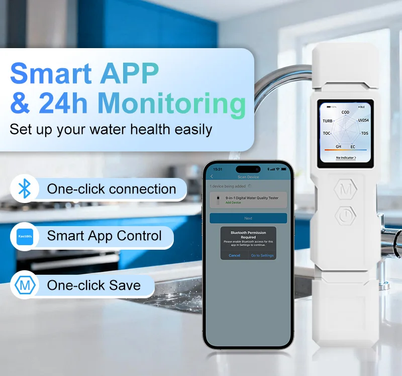 YIERYI Water Detective 4 Multi-Parameter Spectral Water Quality Detector 9-in-1 Portable TDS/EC/Turbidity/COD/TOC/UV254/Salinity/Hardness/Temperature Tester with Bluetooth 5.0 App Control Yieryi