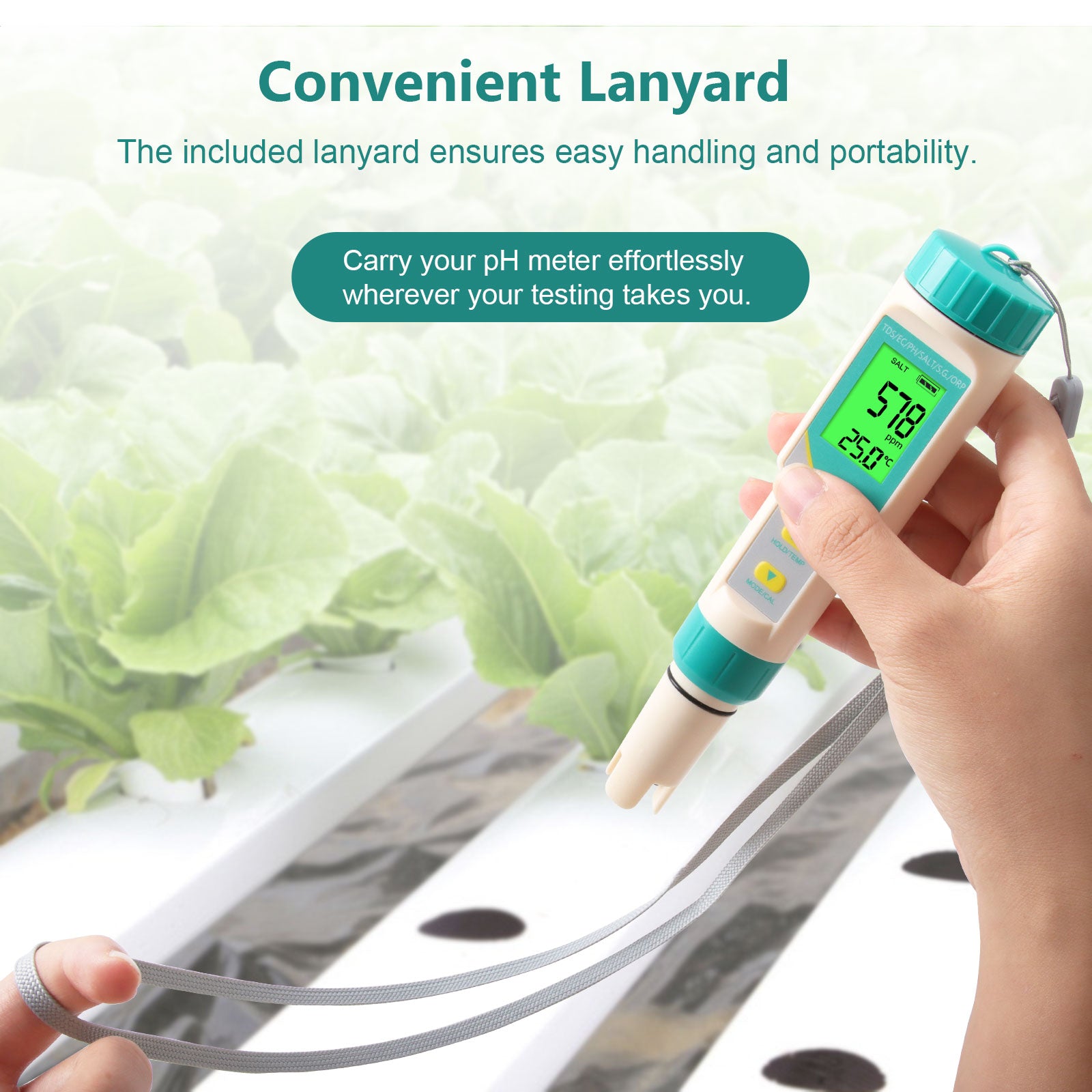 YIERYI 7-in-1 Waterproof Digital Water Quality Tester pH/EC/TDS/Salinity/S.G./ORP Meter for drinking water, aquariums, and hydroponics. Yieryi