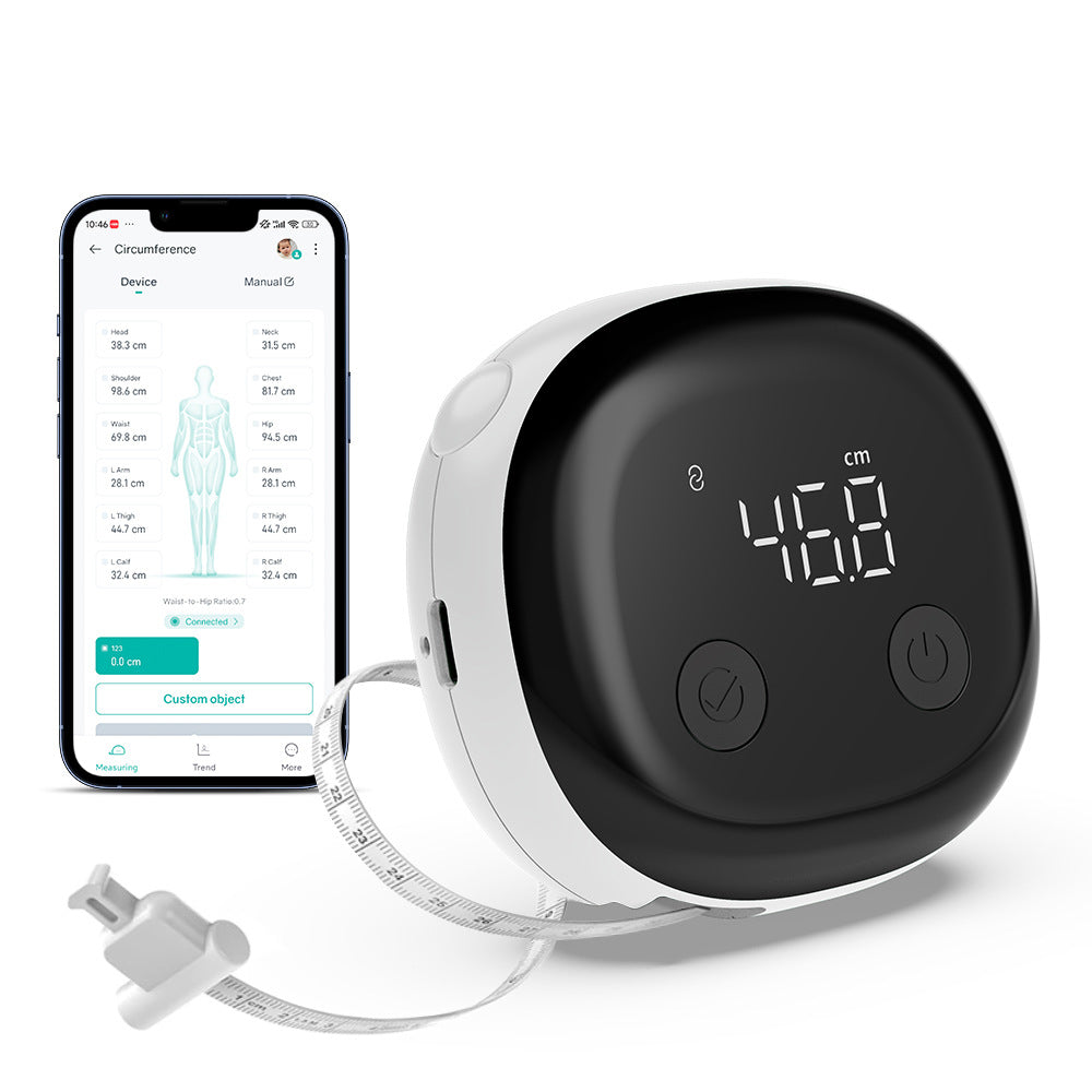 Smart Digital Body Tape Measure with App Sync 12-Part Circumference Tracker, Rechargeable, 0.1cm Precision, Fitdays+ Compatible