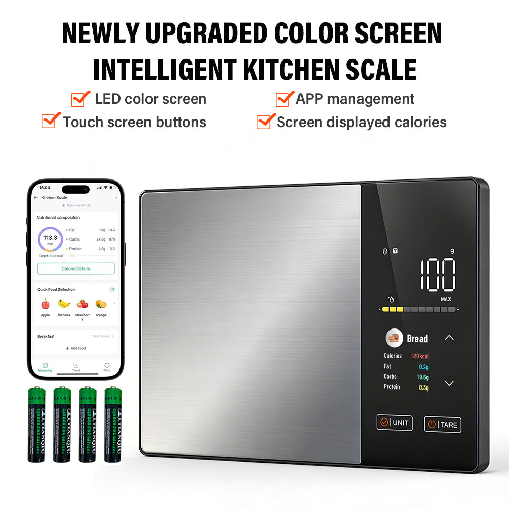YIERYI High Precision Bluetooth App Control Smart Kitchen Coffee Scale Digital Food Scalewith TFT Color Screen & Calorie Tracker Yieryi