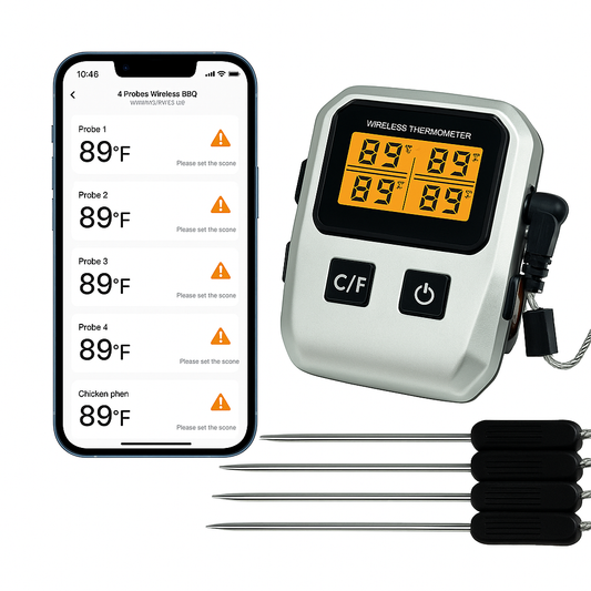 Wireless Bluetooth BBQ Meat Thermometer with 4 Probes Yieryi