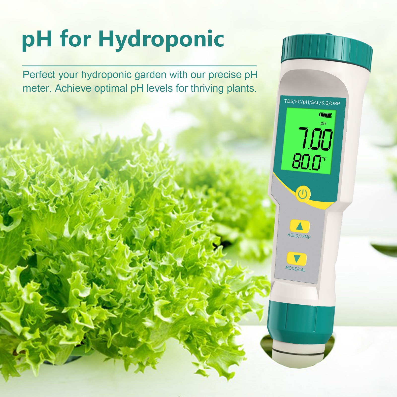YIERYI 7-in-1 Waterproof Digital Water Quality Tester pH/EC/TDS/Salinity/S.G./ORP Meter for drinking water, aquariums, and hydroponics. Yieryi