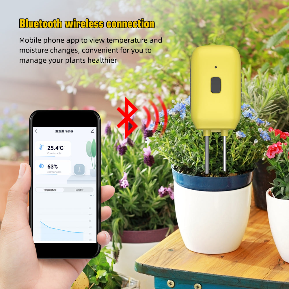 Smart Soil Monitor with Bluetooth - Accurate Soil Moisture and Temperature Sensor for Plant Care