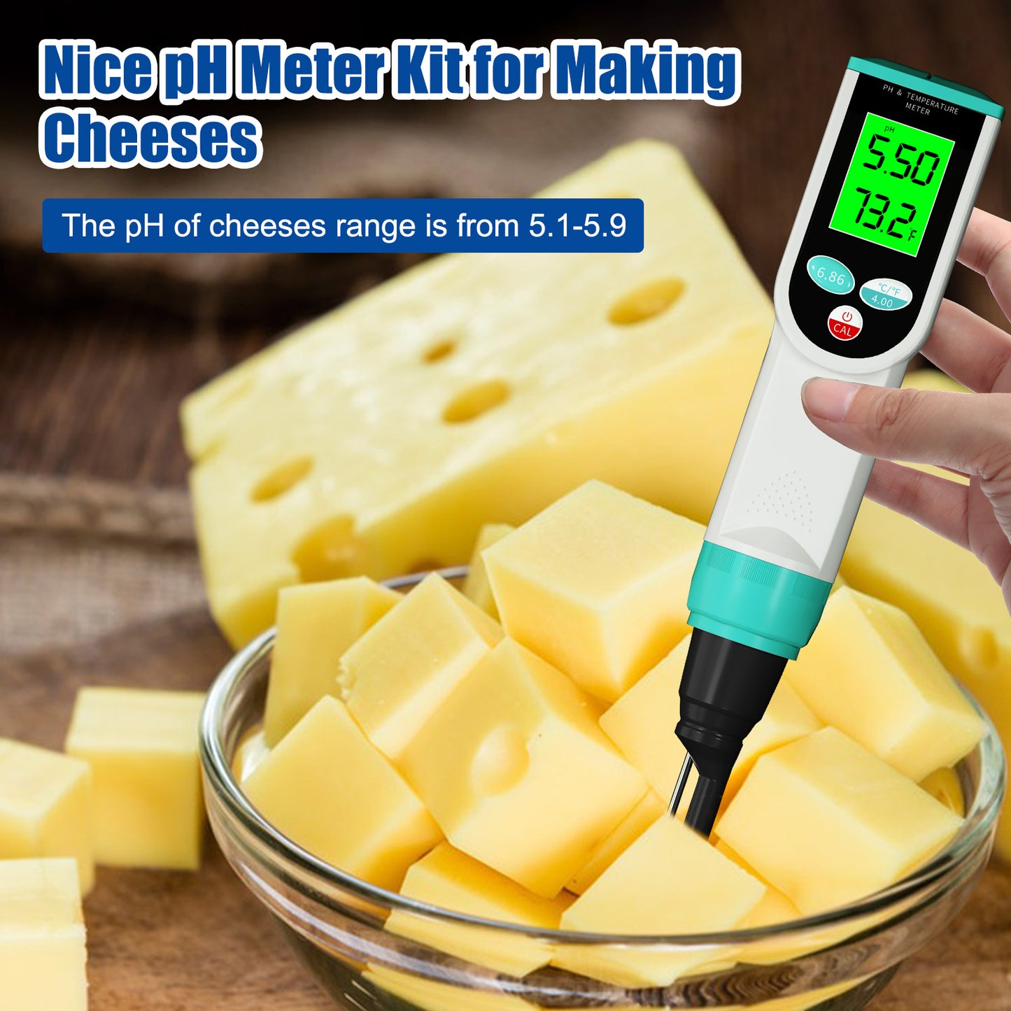 YIERYI pH Tester for Food, Digital pH Meter for Food, Food pH Tester for Sourdough, Meat, Bread, Canning, Cheese, Water