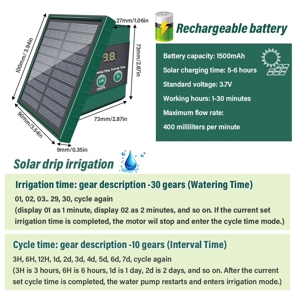Solar Powered Auto Watering Device, Intelligent Drip Irrigation Kit for Indoor Outdoor Flowers Vegetables Yieryi