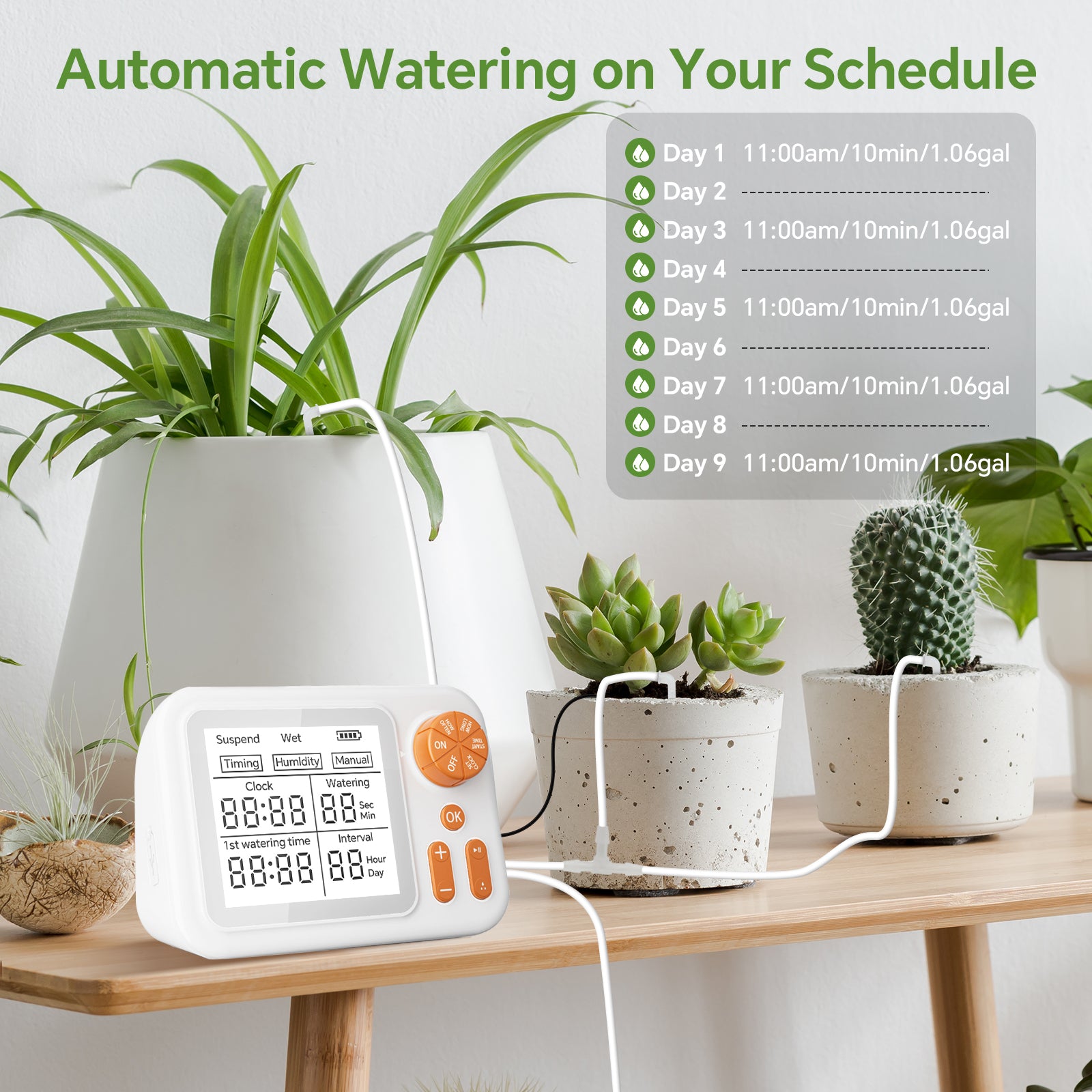 Indoor Smart Soil Moisture Detector Auto Watering Device, Programmable Drip Irrigation System for Potted Flowers & Herbs Yieryi