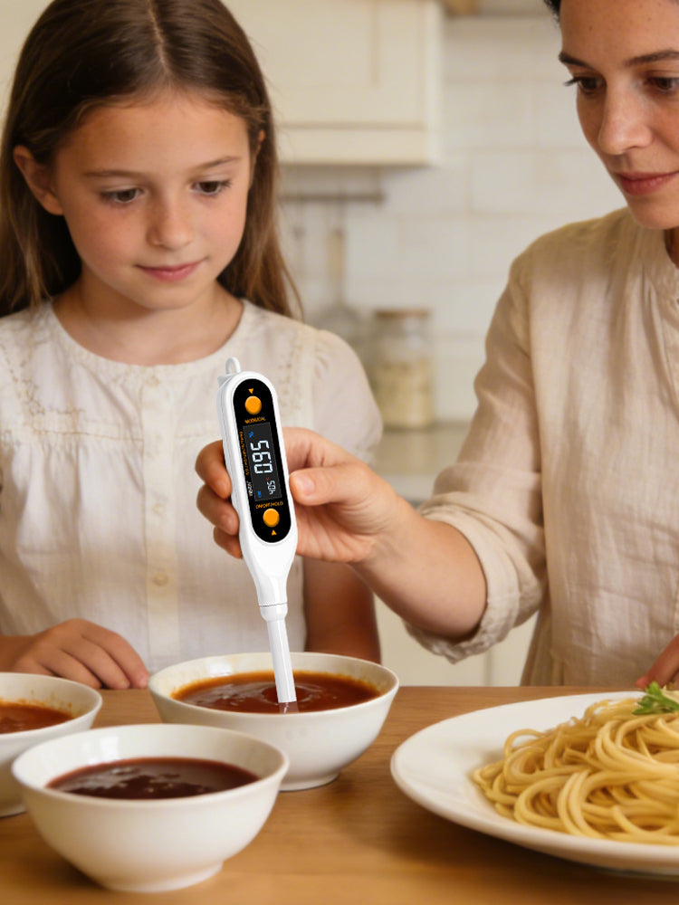 YIERYI Professional 5-in-1 Food Salt Meter High-Precision Water Quality Analysis Digital Salt Monitor EC / TDS / SALT / S.G. / TEMP Tester for Kitchen Yieryi