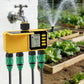 YiERYI Solar Water Timer 4 Outlet Irrigation Controller with Rain Sensor, Automatic Scheduled Watering System with Child Lock for Garden Lawn Farm Irrigation Valve Yieryi