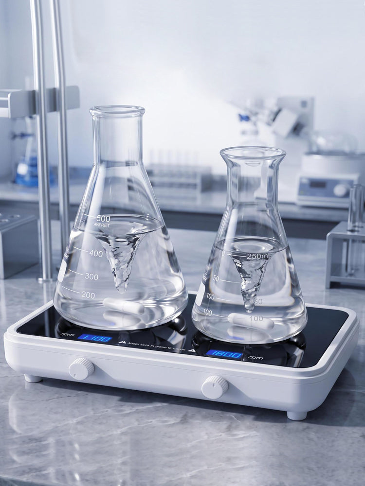 Dual‑Position Magnetic Stirrer, Mini Lab Liquid & Pigment Mixer, 500‑1000ml Per Station, Adjustable Speed 600‑4000 RPM, Two‑Channel Laboratory Stirring Equipment Yieryi