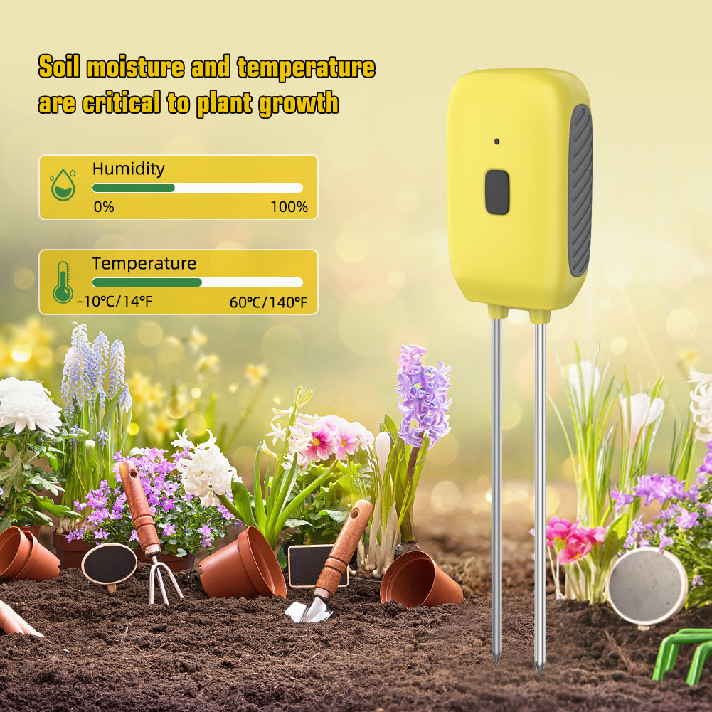 Smart Soil Monitor with Bluetooth - Accurate Soil Moisture and Temperature Sensor for Plant Care