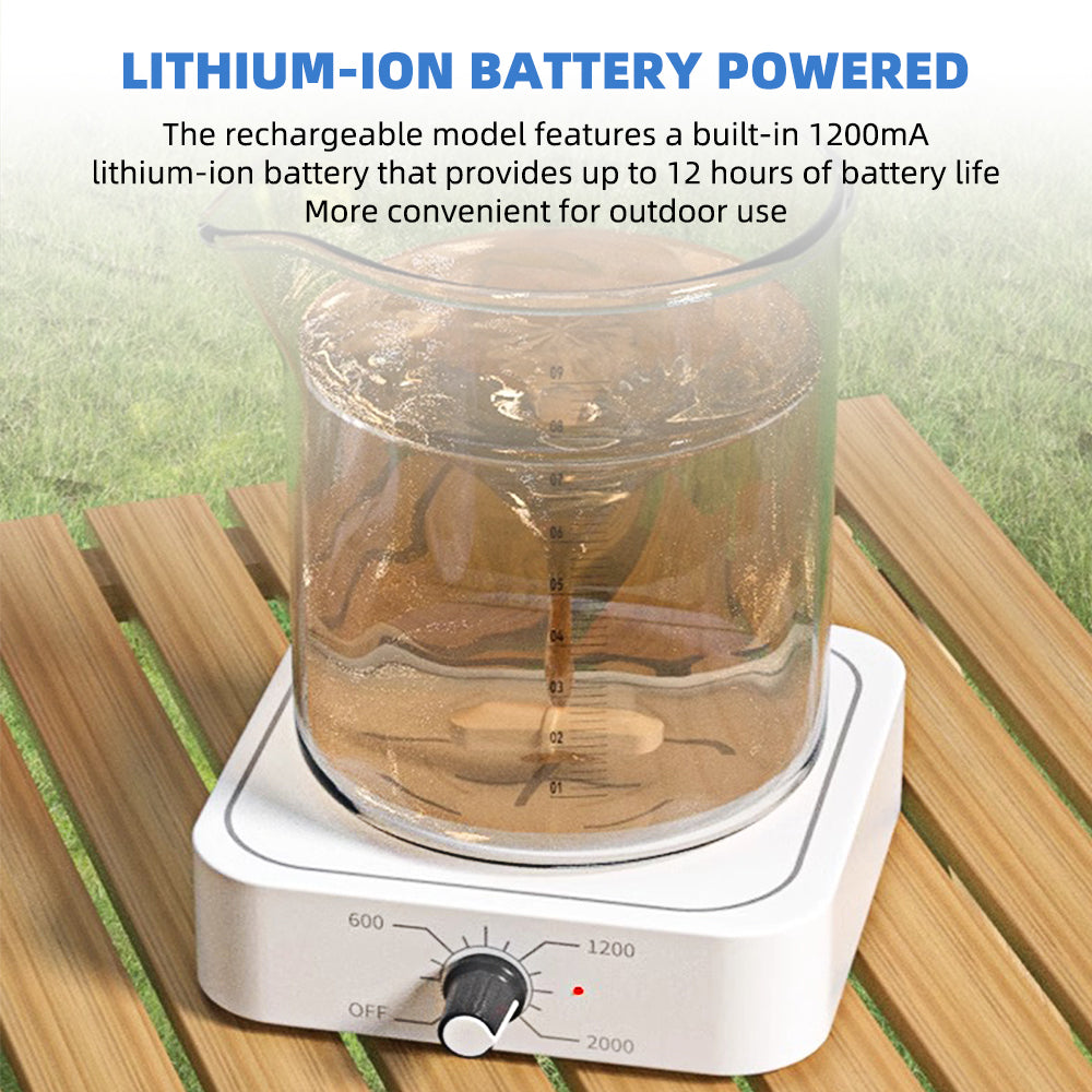 Mini Magnetic Stirrer, USB‑Charged Portable Liquid Mixer, Adjustable Speed 200‑2000 RPM, 1.0‑1.5L Capacity, Low‑Voltage Lab Magnetic Mixing Equipment Yieryi