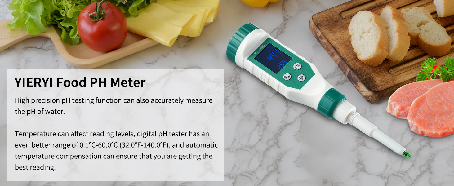 YIERYI pH Meter with ATC Food pH Tester, for Sourdough, Meat, Bread, C –  Yieryi
