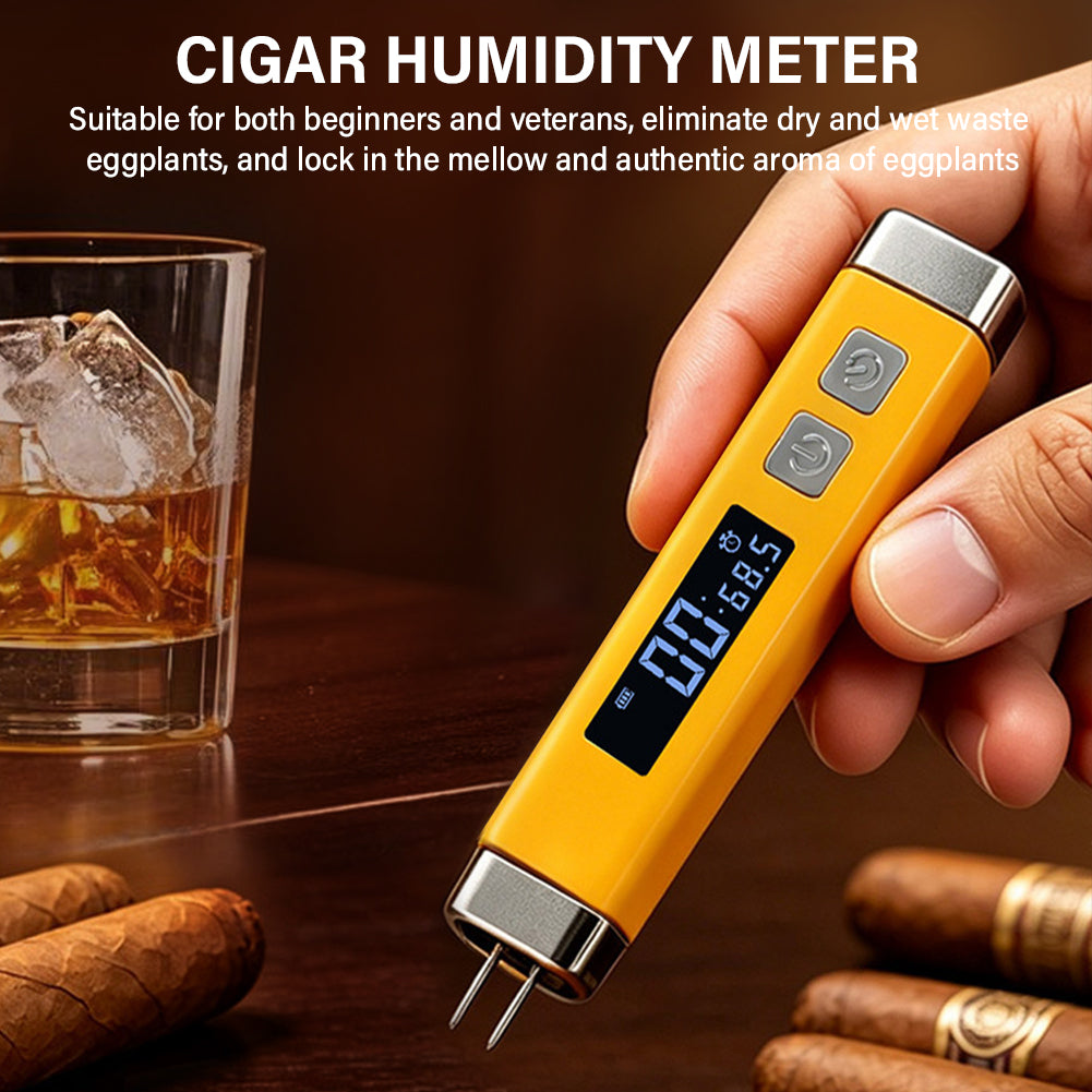 Digital Cigar Hygrometer, USB Pocket Cigar Humidity Detector, LCD Probe Digital Smoking Humidity Density Tester Yieryi