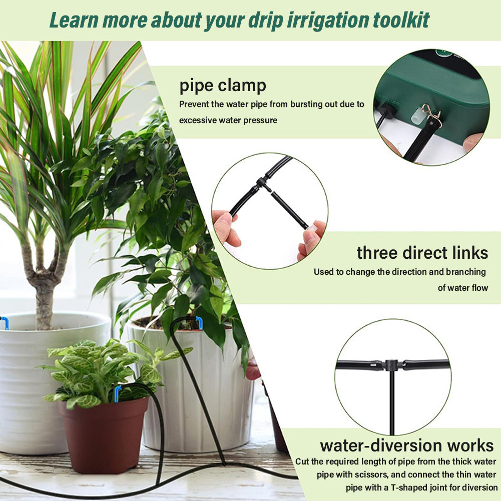Solar Powered Auto Watering Device, Intelligent Drip Irrigation Kit for Indoor Outdoor Flowers Vegetables Yieryi