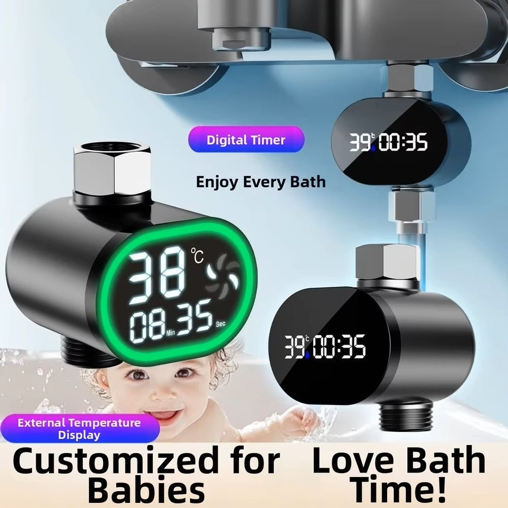 Hydropower generation, shower head universal water thermometer, baby bath, children's bathing, household visual LED digital display screen Yieryi