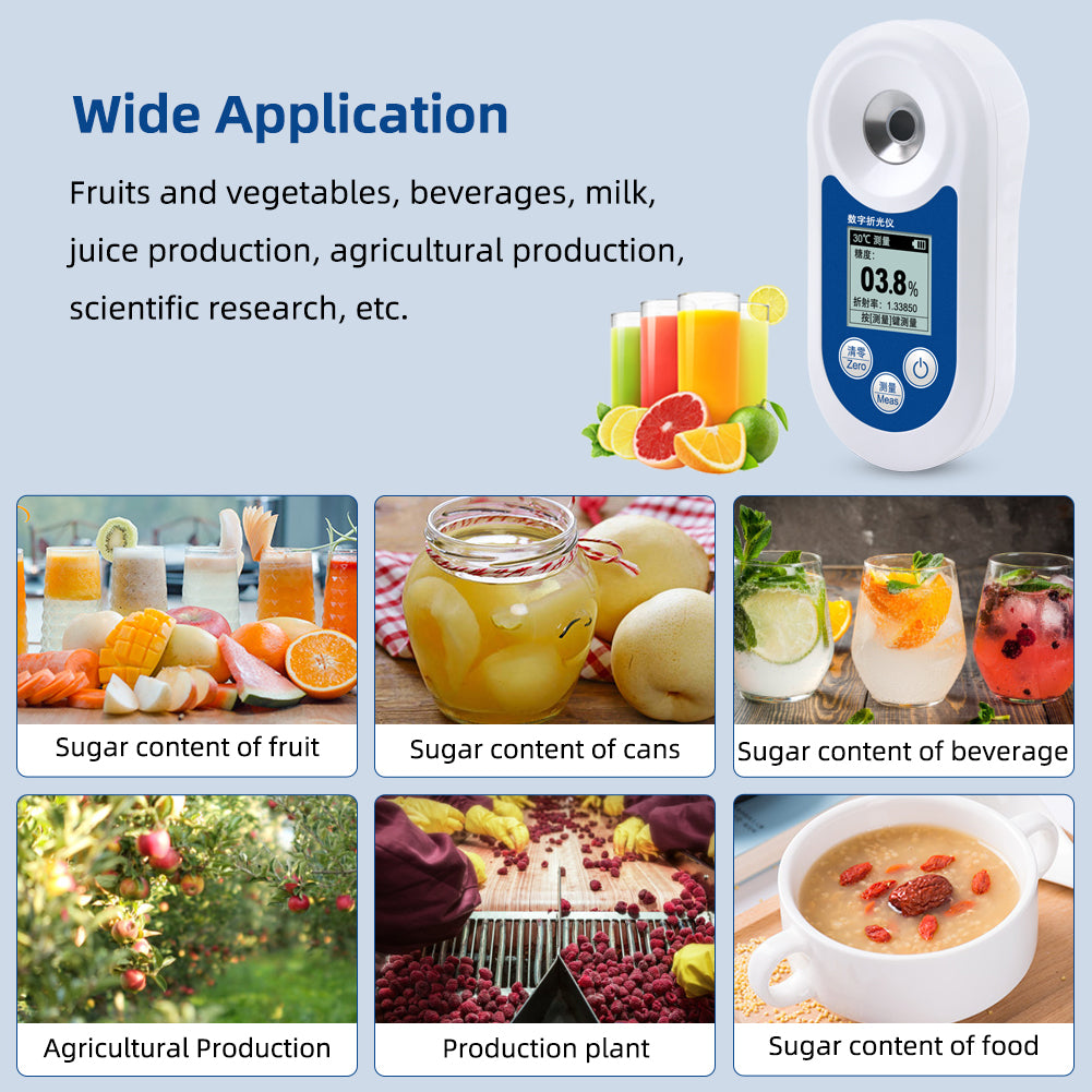 YIERYI Digital Brix Refractometer 0-55% Handheld Sugar Meter with ATC, Backlit LCD, and High Transmission Prism for Fruit, Juice, and Beverage Testing Yieryi