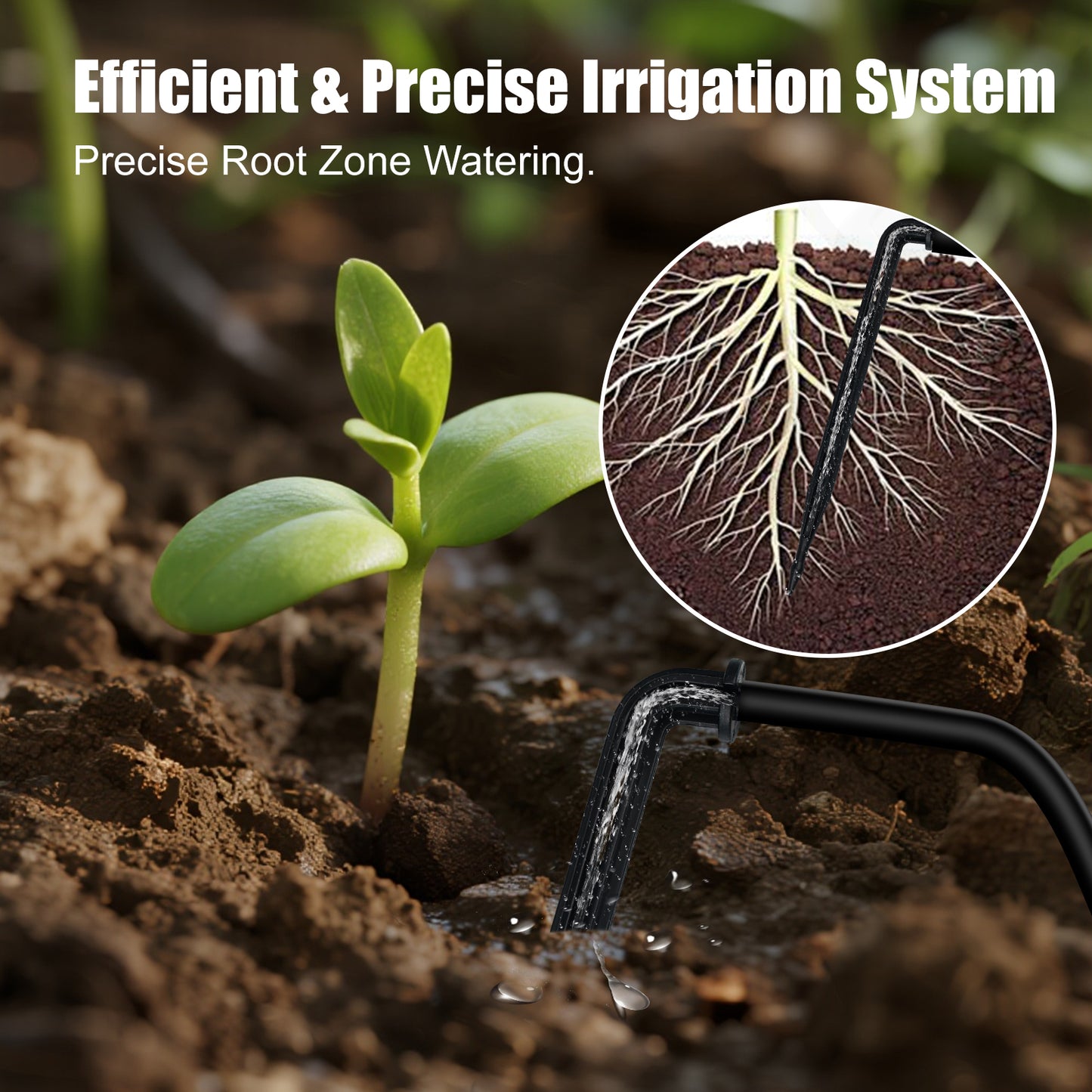 Solar Powered Automatic Drip Irrigation System 10 Plant Capacity IPX5 2200mAh UV-Resistant 4mm Tubing, Customizable Watering Schedule Yieryi