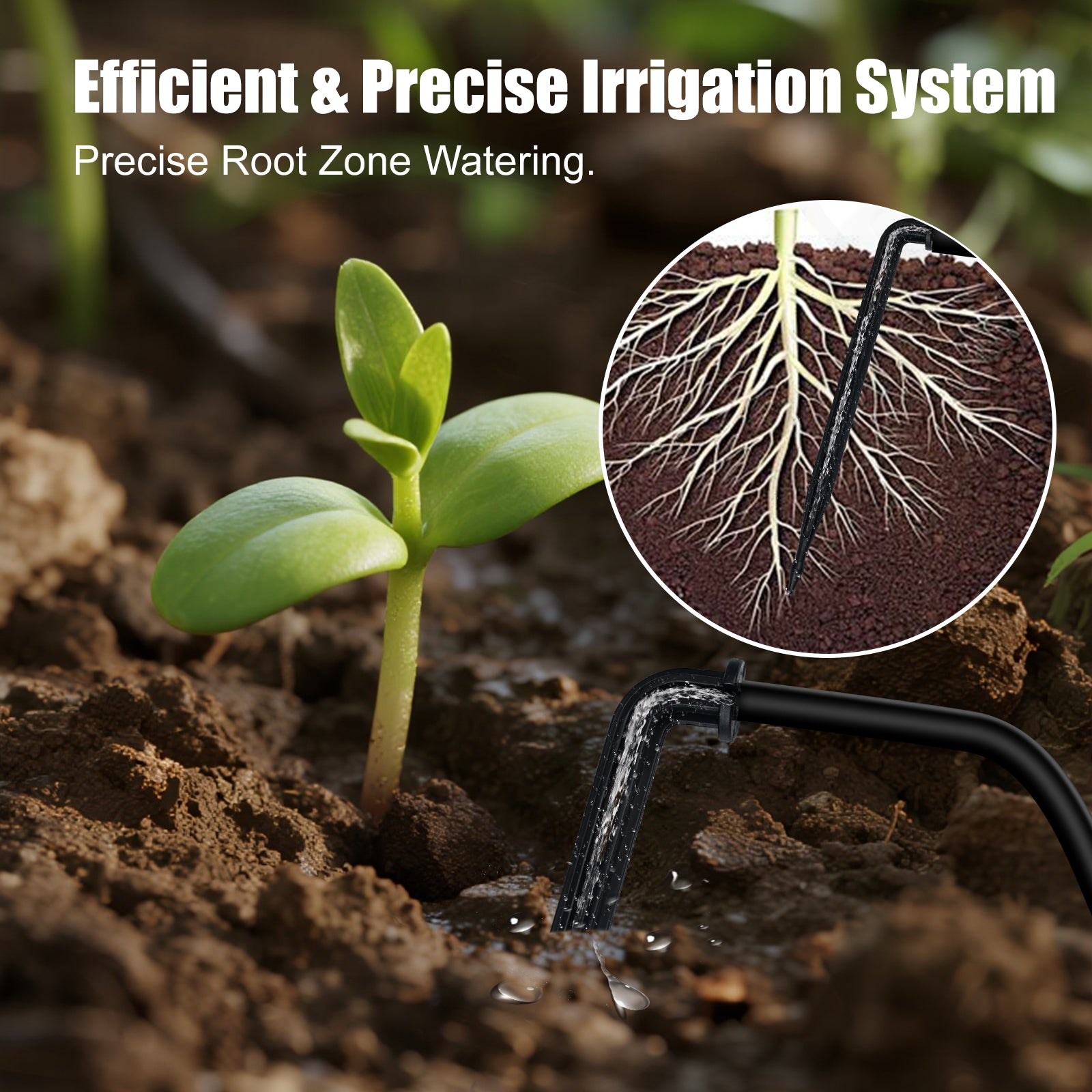 Solar Powered Automatic Drip Irrigation System 10 Plant Capacity IPX5 2200mAh UV-Resistant 4mm Tubing, Customizable Watering Schedule Yieryi