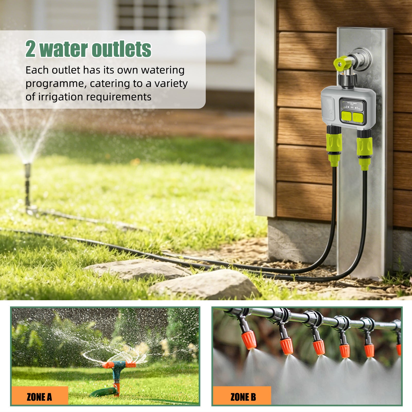 YIERYI Dual-Zone RF Smart Water Timer with Sub-GHz Gateway Yieryi