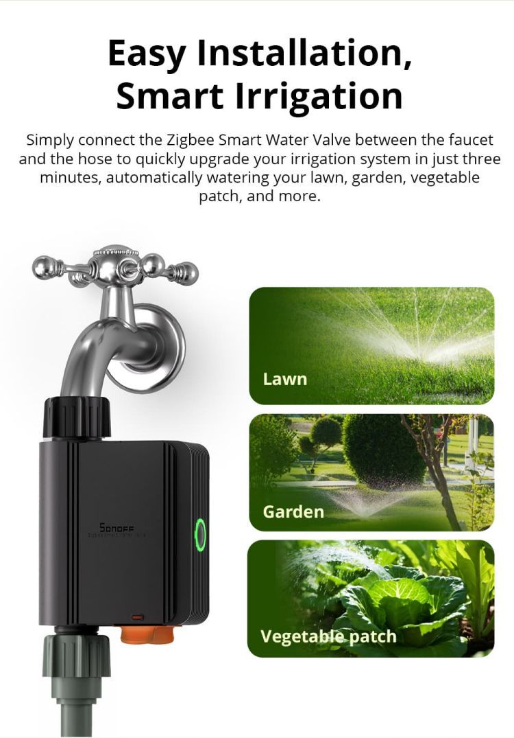 Wireless Zigbee Smart Water Flow Valve, Phone App Control Automatic Water Timer for Garden, Lawn, Vegetable Patch Yieryi