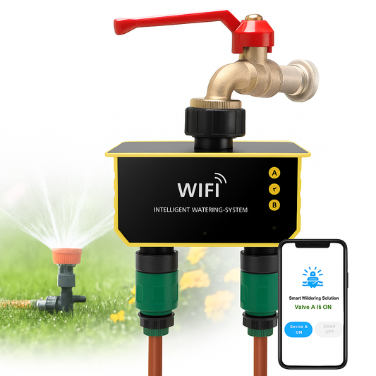 Solar Dual WiFi Water Timer with App & Rain Sensor