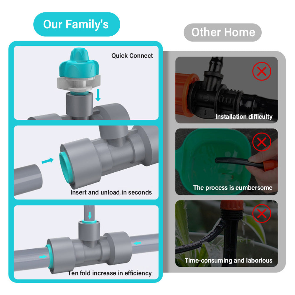 Efficient Garden Irrigation System Kit - Complete Drip Watering Solution with Adjustable Nozzles and PVC Pipes